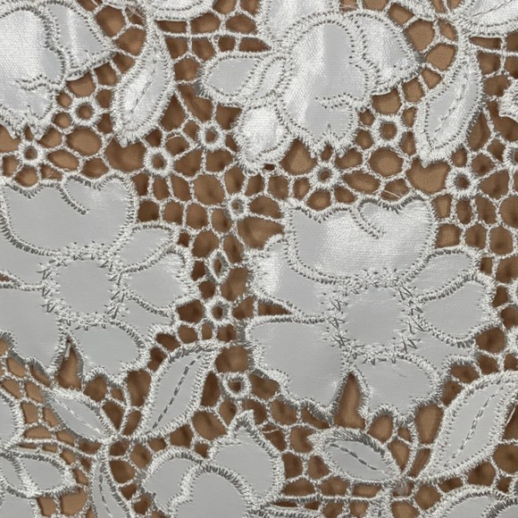 NWT Alice + Olivia Women White Floral Lace Clyde Short Dress Size 14 Round Neck - Picture 12 of 12